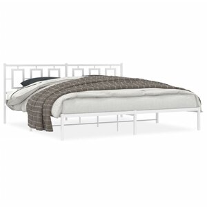 vidaXL Cadre de lit métal sans matelas et tête de lit blanc 193x203 cm