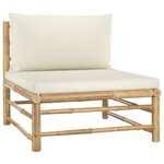 vidaXL Salon de jardin 7 Pièces avec coussins blanc crème bambou