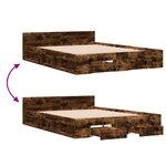 vidaXL Cadre de lit et tiroirs chêne fumé 120x190 cm bois d'ingénierie