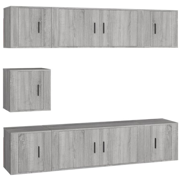 vidaXL Ensemble de meubles TV 7 Pièces Sonoma gris Bois d'ingénierie