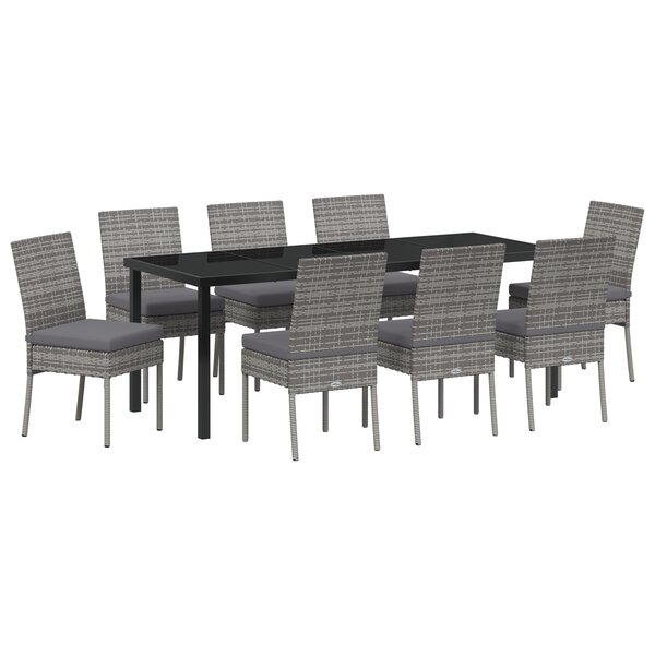 vidaXL Ensemble de jardin 9 pièces en poly rotin gris