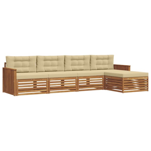vidaXL Ensemble de canapés d'extérieur 5 pc Naturel et Beige