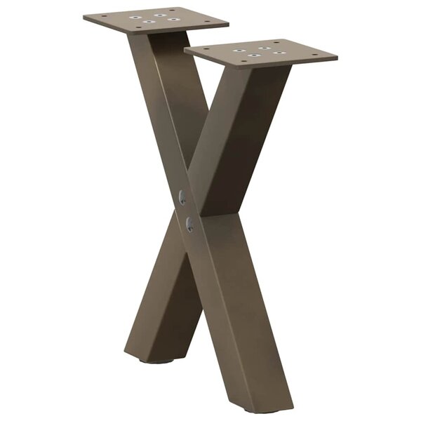 vidaXL Pieds de table basse en forme de X  2 pièces  acier naturel  37 x (30-31) cm