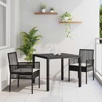 vidaXL Ensemble de salle à manger pour jardin 3 Pièces Noir Poly rotin
