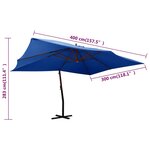 vidaXL Parasol en porte-à-faux avec mât en bois 400x300 cm Bleu azuré