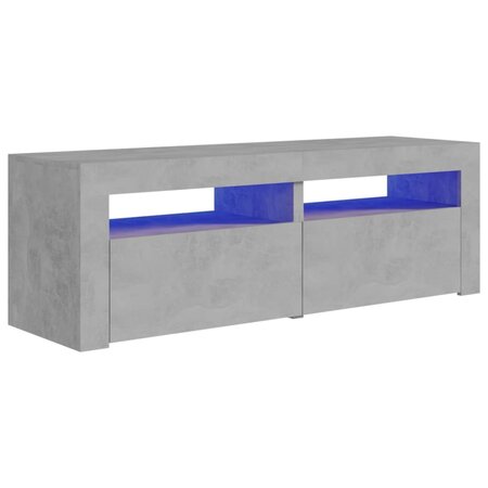 vidaXL Meuble TV avec lumières LED gris béton 120x35x40 cm