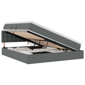 vidaXL Lit de rangement LED avec matelas Gris foncé 180 x 200 cm Tissu