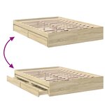 vidaXL Cadre de lit et tiroirs chêne sonoma 140x190 cm bois ingénierie
