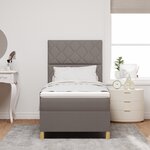 vidaXL Lit à ressorts avec matelas taupe 100x200 cm tissu