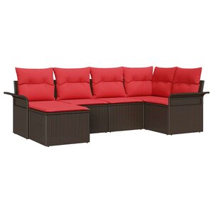 vidaXL Ensemble de canapé de jardin 6 Pièces Marron polyrotin