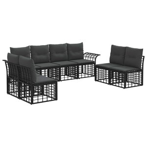vidaXL Ensemble de canapés d'extérieur 8 pc Noir et Gris foncé