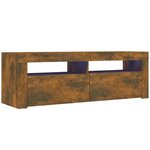 vidaXL Meuble TV avec lumières LED Chêne fumé 120x35x40 cm