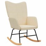 vidaXL Chaise à bascule avec tabouret Crème Tissu