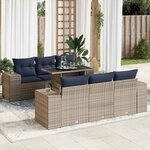 vidaXL Salon de jardin avec coussins 7 Pièces gris résine tressée acacia