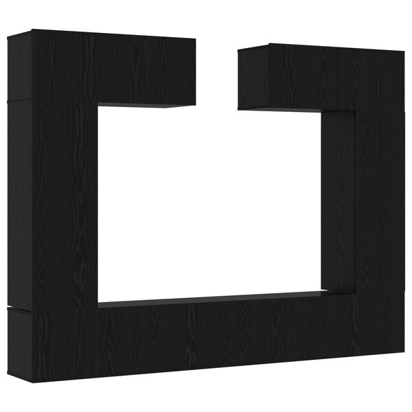 vidaXL Ensemble de meuble TV 8 pièces – Mur monté en chêne noir  bois aggloméré