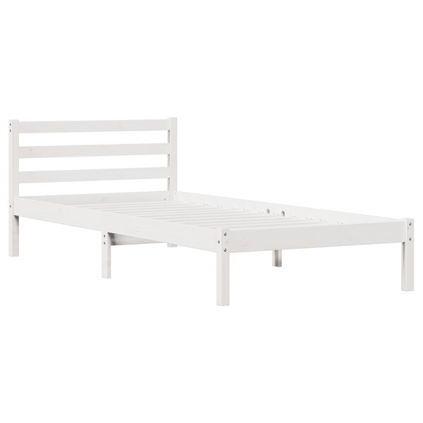 Lit vidaXL avec tête de lit blanche 80x220 cm en bois massif de pin