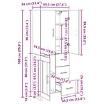 vidaXL Haut Armoire 2 Pièces Chêne noir Bois Aggloméré et Verre