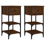 vidaXL Tables de chevet 2 Pièces chêne marron 34x36x70 cm bois ingénierie
