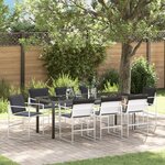 vidaXL Ensemble de Salle à Manger de Jardin 9 Pièces avec Coussins Blanc Textilène et Acier