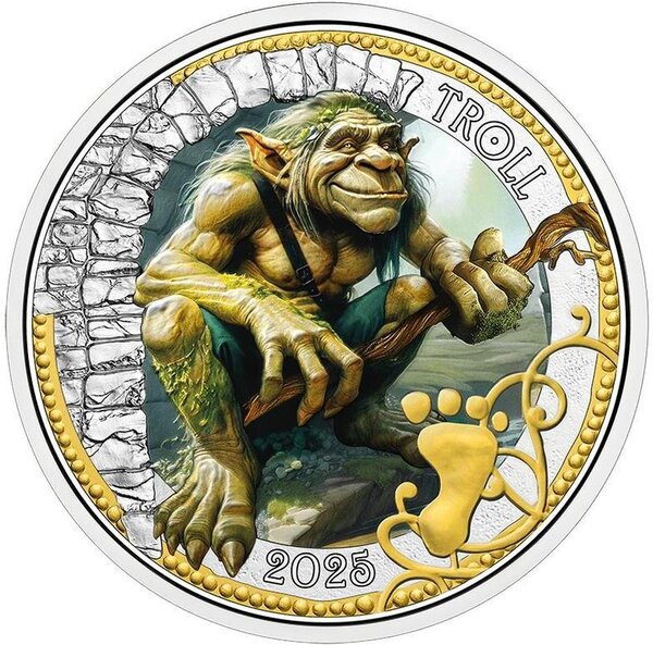 Pièce de monnaie en Cupronickel 3 Euro g 16 Millésime 2025 Mythical Creatures Austria TROLL