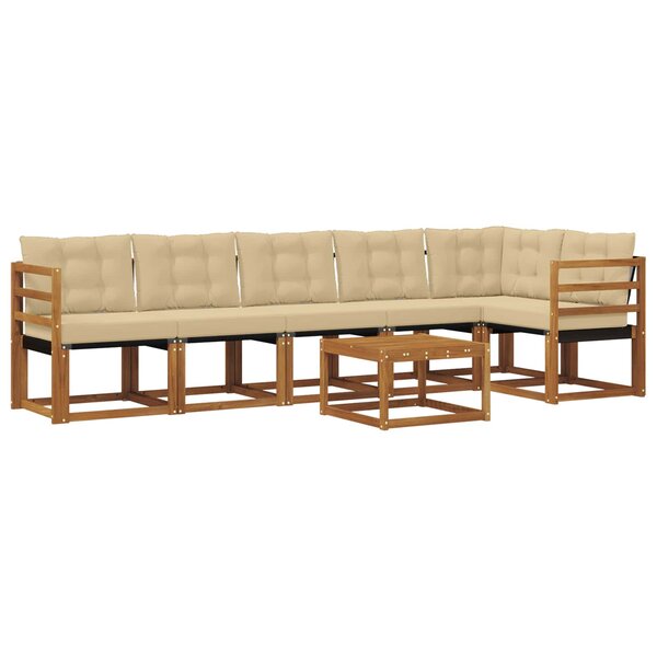 vidaXL Ensemble de canapés d'extérieur 7 Pièces Naturel et Beige