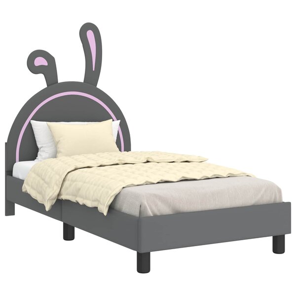 vidaXL Cadre de lit pour enfants avec tête de lit Gris clair PU