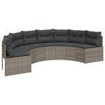 vidaXL Canapé de jardin table coussins demi-rond gris résine tressée