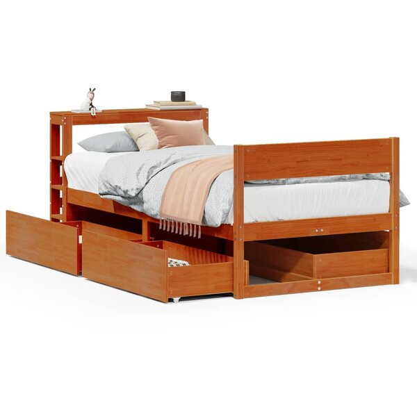 vidaXL Cadre de lit sans matelas cire marron 75x190 cm bois pin massif