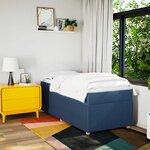 vidaXL Sommier à lattes de lit avec matelas Bleu 90x200 cm Tissu