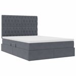 vidaXL Lit avec rangement et LED Gris foncé 140 x 200 cm Velours
