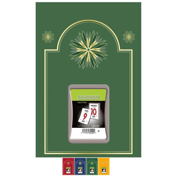 Bloc éphéméride 6x9 cm sur plaque 17 x 25 cm Coloris Aléatoire LECAS