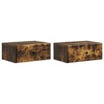 vidaXL Cabinet de chevet mural 2 Pièces Chêne fumé 49 x 34 5 x 20 cm