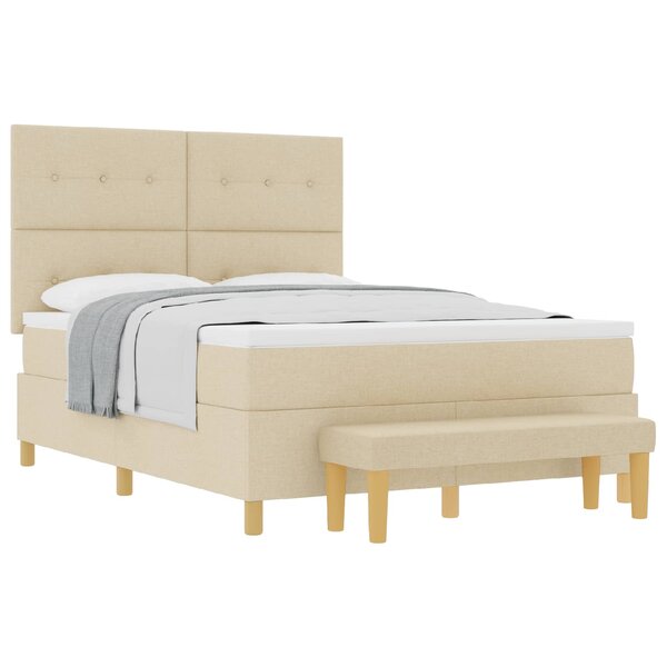vidaXL Lit à ressorts avec coussin Crème 200 x 140 cm tissu