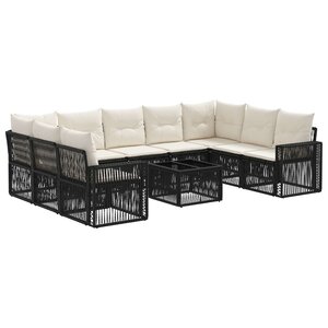 vidaXL Ensemble de canapé de jardin 10 pc Noir et blanc crème