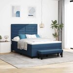 vidaXL Lit à ressorts avec matelas Bleu 160 x 200 cm tissu
