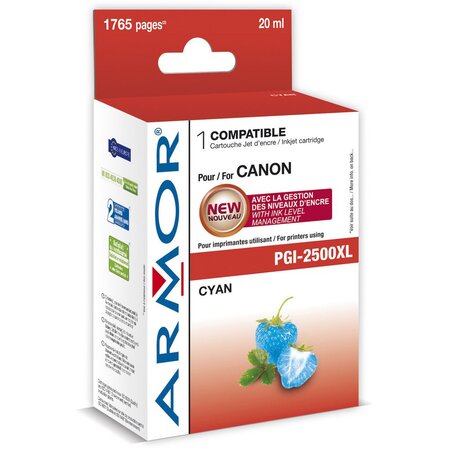 Cartouche d'encre remanufacturée, compatible pour canon pgi-2500xl - cyan (blister 1 unité)