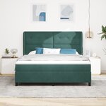 Lit à ressort vidaXL avec matelas Vert foncé 180x200 cm Velours