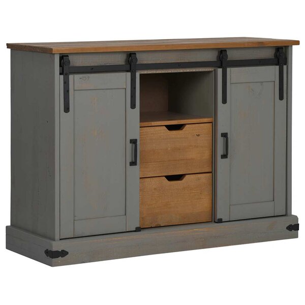 vidaXL Buffet HALDEN 2 portes coulissantes gris 112x40x80 cm