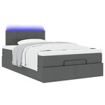 vidaXL Lit ottoman avec matelas et LED gris foncé 120x200 cm tissu