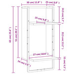 vidaXL Étagère murale avec barre noir 30x25x65 cm