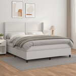 vidaXL Sommier à lattes de lit avec matelas Blanc 180x200cm Similicuir