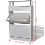 vidaXL Meuble à chaussures avec tiroir et plateau en verre Bois Blanc