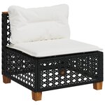 vidaXL Salon de jardin 6 Pièces avec coussins noir résine tressée