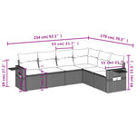 vidaXL Salon de jardin avec coussins 7 Pièces gris résine tressée