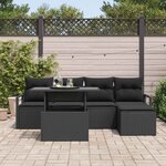 vidaXL Ensemble de canapé de jardin 6 Pièces Noir Poly rotin