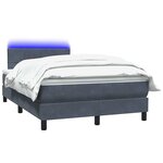 vidaXL Sommier à lattes de lit et matelas et LED gris foncé 120x220cm velours