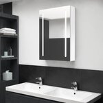 vidaXL Armoire de salle de bain à miroir LED Blanc brillant 50x13x70cm