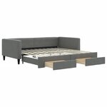 vidaXL Lit de jour avec gigogne et tiroirs gris foncé 100x200 cm tissu
