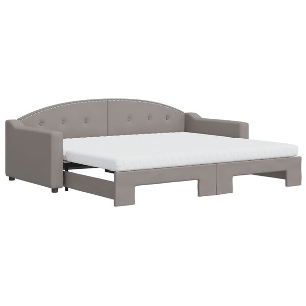 vidaXL Lit de jour avec gigogne et matelas taupe 90x200 cm tissu