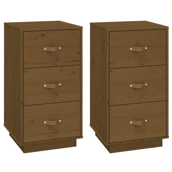  vidaXL Tables de chevet 2 Pièces Marron 40x40x75 cm Bois de pin massif
